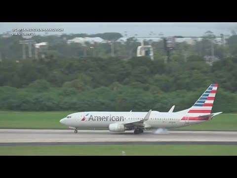 Tire blowout on American Airlines Jet