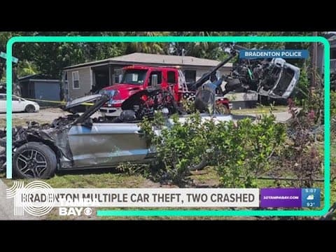 Bradenton police say 12 cars stolen in few hours; 2 found in crash
