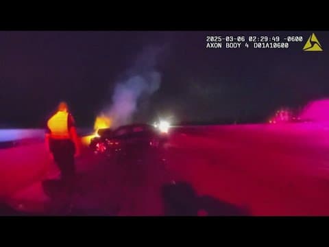 Body cam video shows North Texas officer pulling driver out of burning vehicle after crash