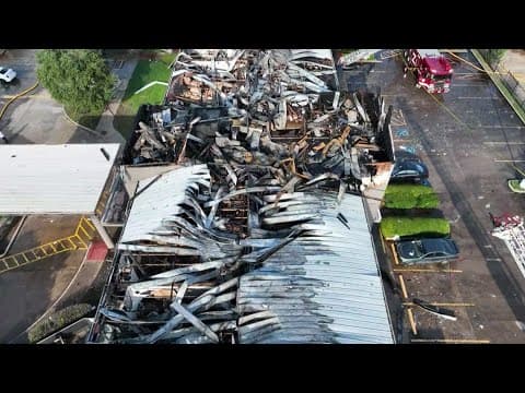 Drone 11 captures video from above west Houston motel that caught fire