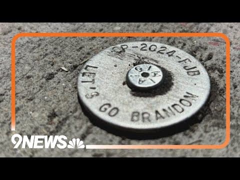 Someone put 'Let’s Go Brandon' land survey markers in a Denver neighborhood