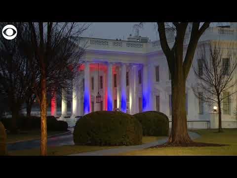 White House illuminated in red, white & blue to support Team USA in Beijing for the Winter Olympics
