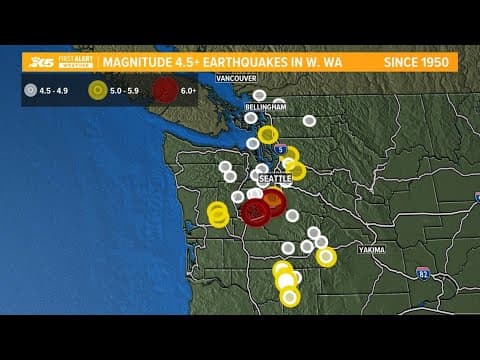Here's when earthquakes over magnitude 4.5 have hit western Washington