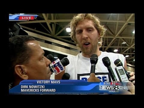 Dirk Nowitzki interview during Dallas Mavericks 2011 NBA Championship Parade