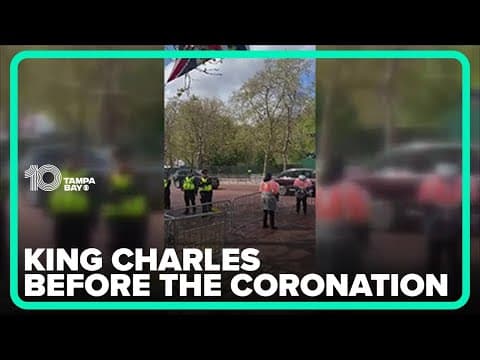 King Charles III greets crowds at Buckingham Palace day before coronation