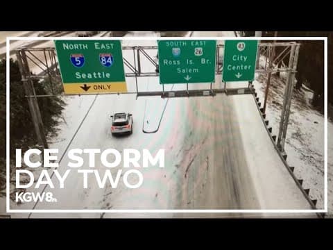 Portland drivers brave icy roads for day two of the ice storm
