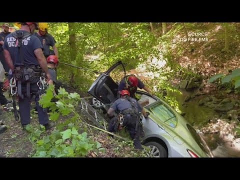 Crews respond to car crash over embankment near Rock Creek