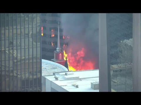 LIVE: Firefighters battling fire at First Baptist Dallas Church in Downtown Dallas