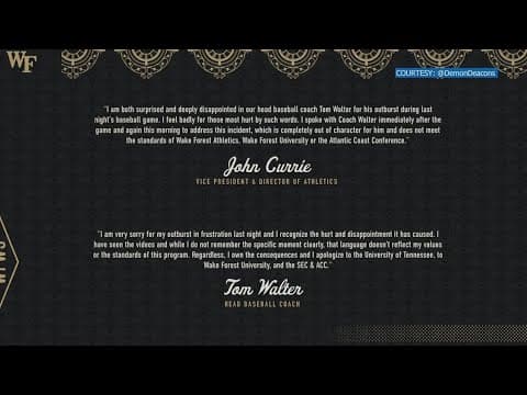 Wake Forest's coach, AD apologize for 'outburst' after coach appeared to use homophobic slur on came