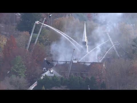 Fire engulfs Mormon church in Maryland, firefighters trapped inside