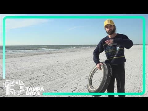 Tires used as artificial reefs in the 70s wash up on Pinellas County beaches