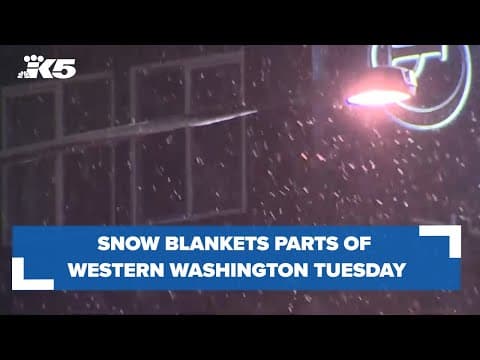 Snow blankets parts of western Washington Tuesday morning