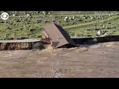 House falls into Yellowstone River after flooding