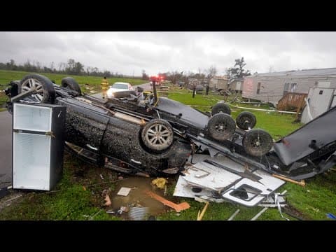 Louisiana governor touring damage after violent storms, tornadoes