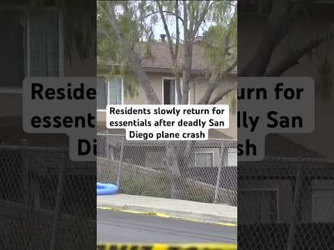 Residents return for essentials after deadly San Diego plane crash. #news #planecrash