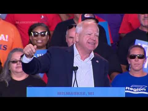Democratic VP nominee Tim Walz speaks at Milwaukee Laborfest following motorcade crash