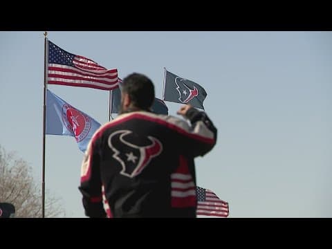 Texans fans gather outside NRG Stadium early ahead of playoff game against Browns