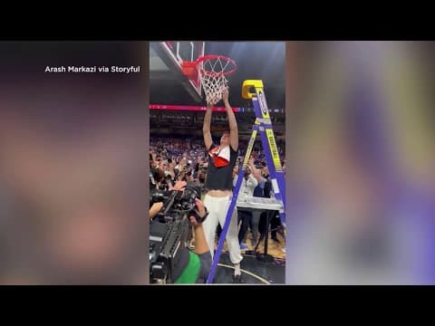 Florida Gators' player doesn't need ladder to cut down basketball net