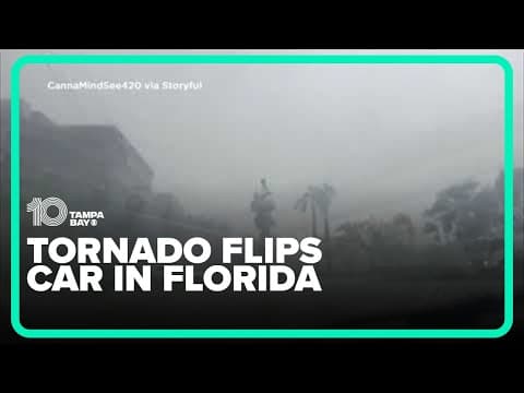 Florida driver captures tornado flipping over a car and sending debris flying in North Palm Beach