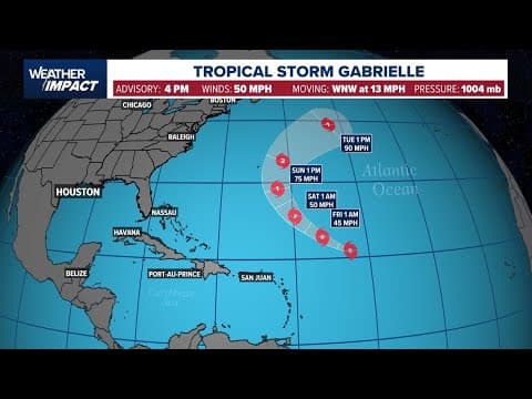 Tropical update: Latest track of TS Gabrielle and a wave behind it