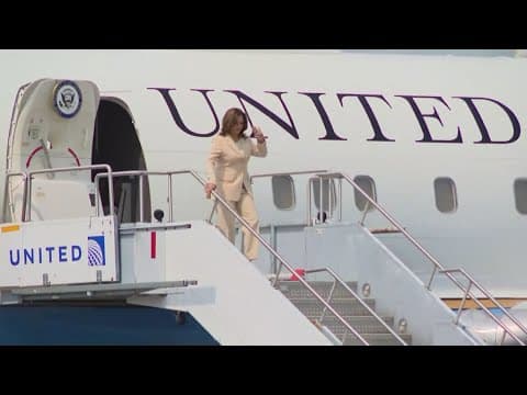 VP Kamala Harris arrives in Indianapolis to attend the Zeta Phi Beta Sorority, Inc's 'Grand Boulé'