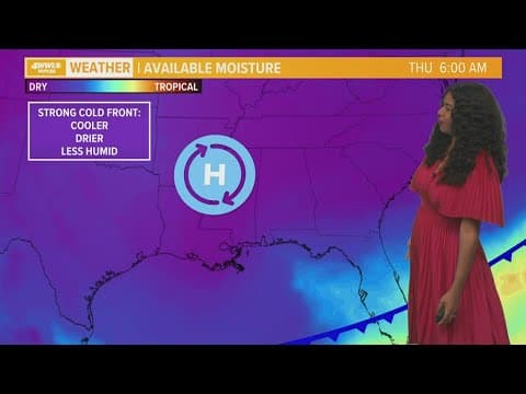 A weak cold front will bring showers and storms this morning