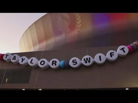 Super-sized Taylor Swift friendship bracelet placed on Caesars Superdome