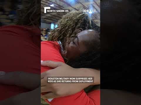 Military mom surprises kids as she returns from deployment #shorts  #houstontexas