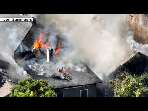 Drone footage of 4-alarm fire that damaged four homes in Lower Garden District