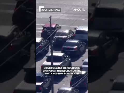 Watch driver crash into cars at intersection during chase in north Houston #shorts