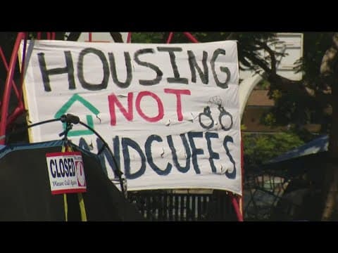 Homeless community living in Harborside Park sue city to try and stop evictions