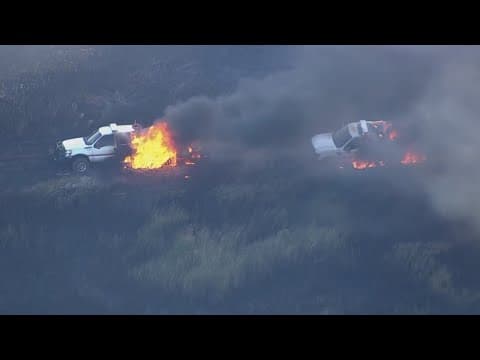 2 firefighting rigs destroyed in large grass fire in La Porte