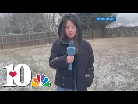 Young meteorologist highlights falling snow
