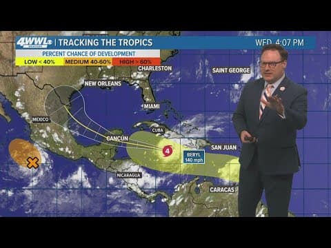 Wednesday 6 PM Tropical Update: Hurricane Beryl continues to weaken