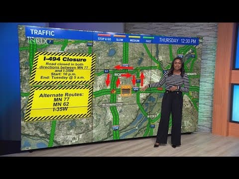Overnight closures begin for I-494 in Bloomington starting Thursday