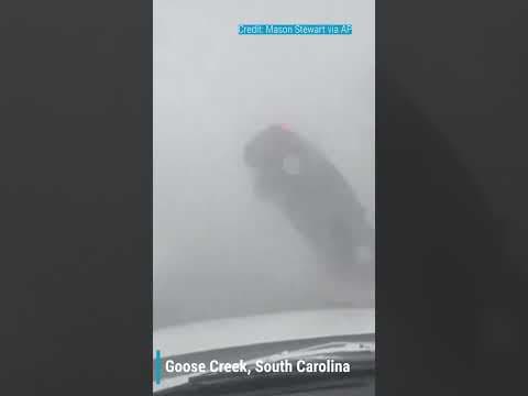 Tornado during Hurricane Idalia flips car in South Carolina #shorts