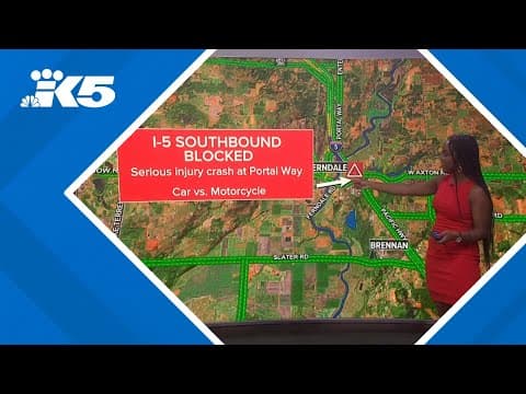All southbound I-5 lanes blocked near Ferndale after motorcycle collision