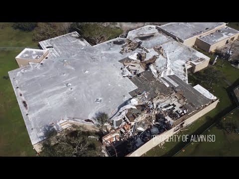 Drone video shows how extensive the tornado damage is to Alvin ISD elementary school