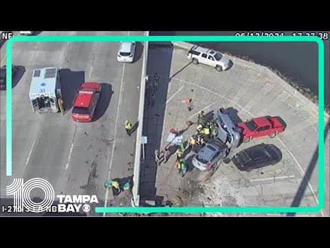 Howard Frankland Bridge rollover crash: 1 northbound lane blocked