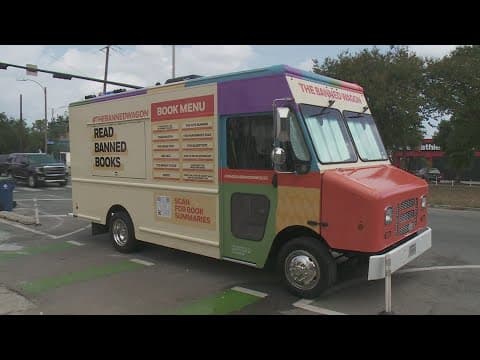 The Banned Wagon tour visits Baldwin & Co., gives free books to students
