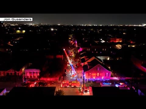 Drone video of 2-alarm New Orleans house fire