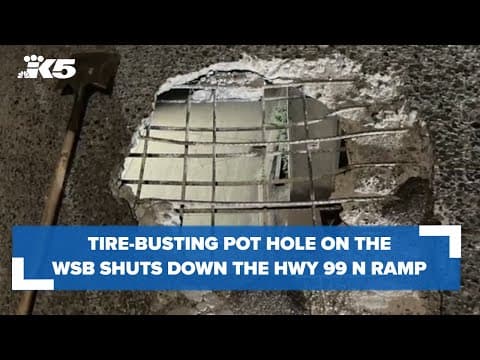 Huge pothole shuts down Hwy 99 N ramp on the West Seattle Bridge
