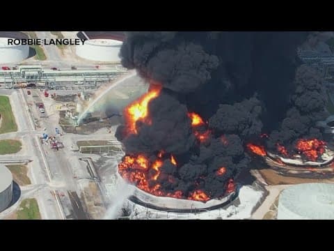 WWL-TV on location near large refinery fire outside New Orleans