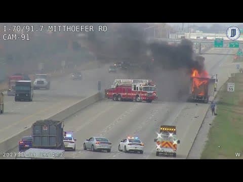 Investigation begins on semi fire on I-70
