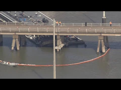 One lane of Pelican Island Causeway reopens after barge hits bridge