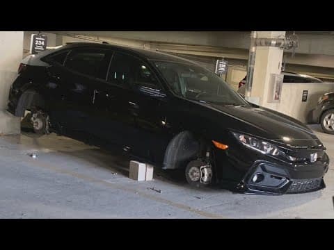 Multiple vehicles parked at Columbus garage found without wheels, rims