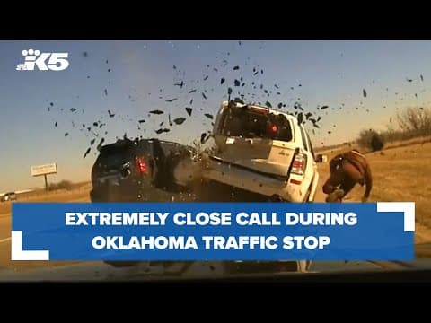Close call during traffic stop in Oklahoma