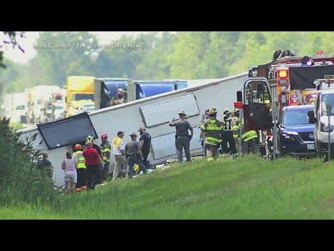 Tour bus rollover kills 5 on interstate highway in western New York