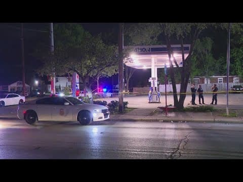 Shootings near East 10th Street gas station caught on camera