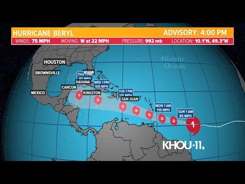 Tropical update: Beryl becomes first hurricane of the Atlantic season